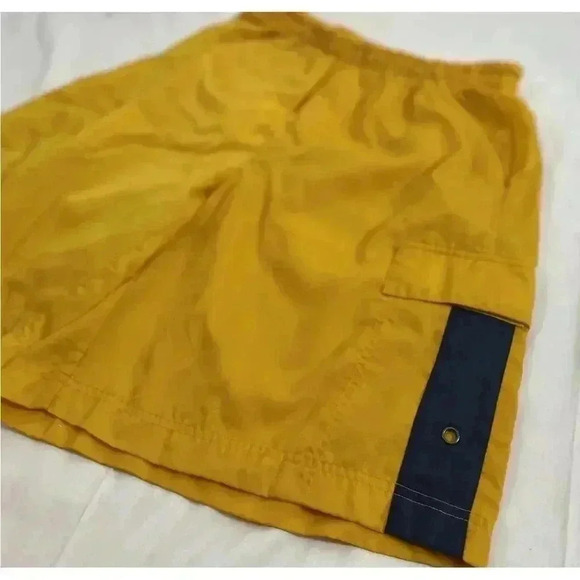 Vintage Nike Mens size L Swoosh Lined Nylon Shorts Yellow Swim Trunks Nautical - Picture 3 of 13